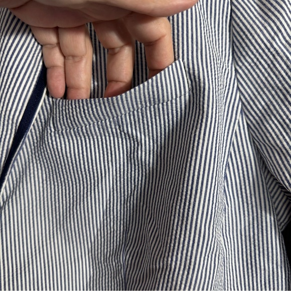 NEW Talbots size 20W seersucker blazer, blue/white, lined, cotton, nautical - Picture 3 of 13